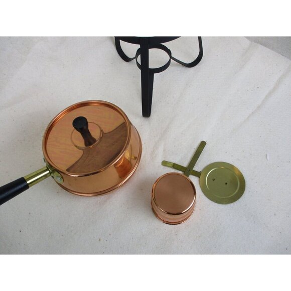 Copper Fondue pot, Sauce Pot, Chafing pot, vintage, Kitchenware, kitchen gadgets - Picture 5 of 7